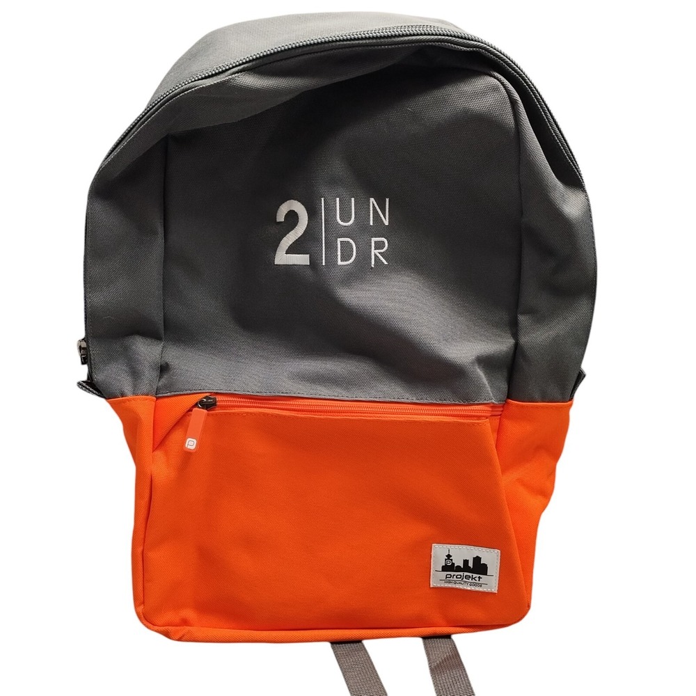 Projekt Karl Unisex Backpack Orange Gray Canvas Adjustable Strap Water Resistant